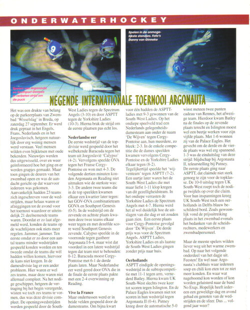 onderwatersport 9e ARG toernooi